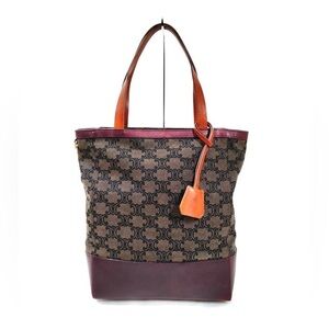 CELINE Tote Bag Canvas Leather Black